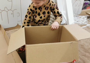 dziewczynka trzyma kartonowe pudełko