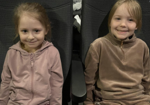 dwie dziewczynki siedzą w fotelach i czekają na film