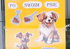 Dzieci zrobiły plakat edukacyjny "posprzątaj po swoim psie".